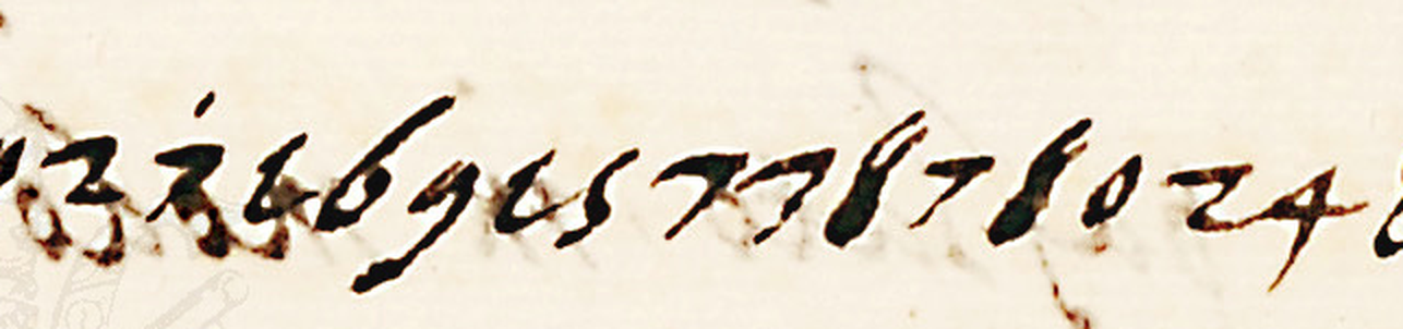 Detail of 70v showing the dotted che code and the digits for vi va